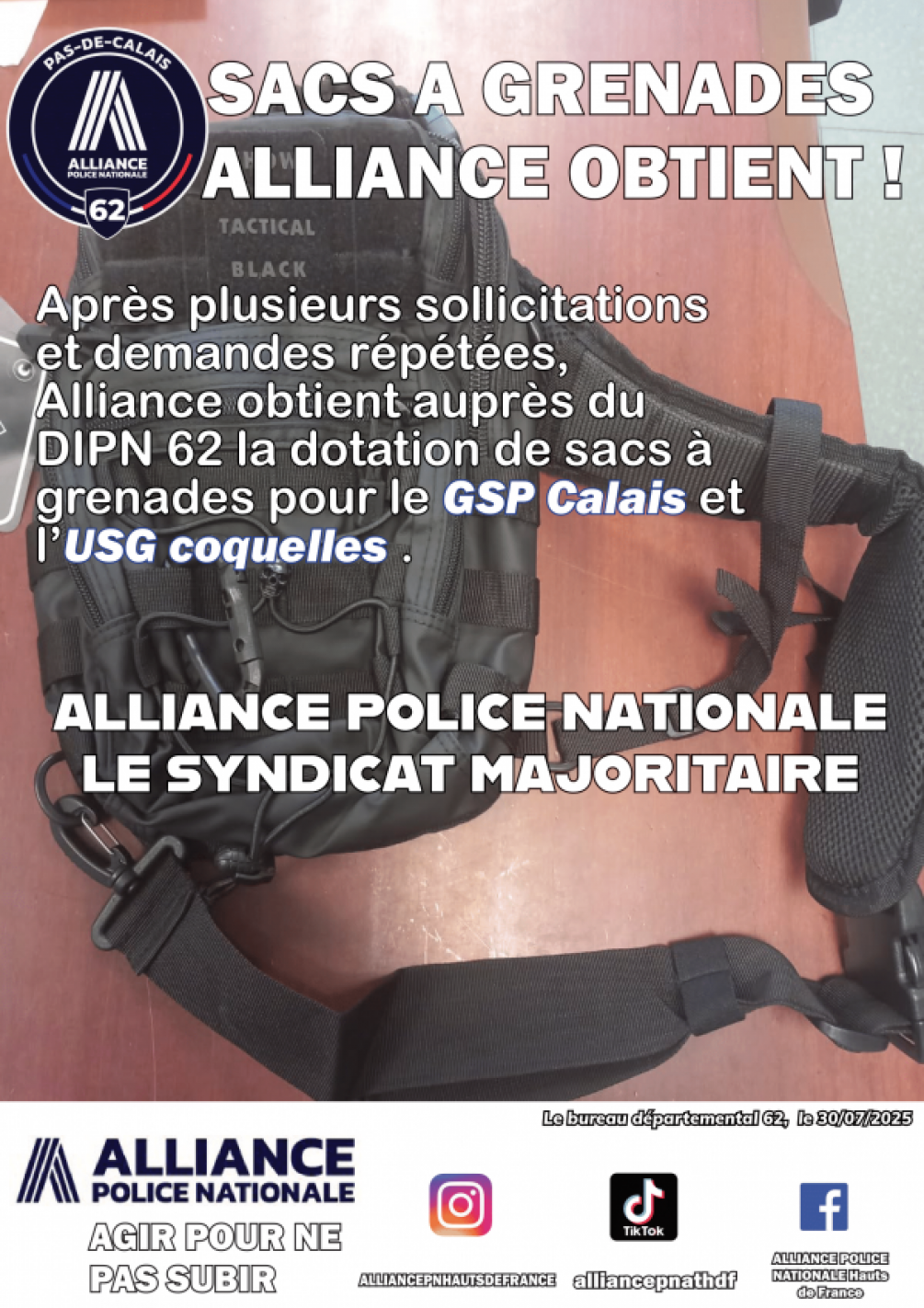 SACS A GRENADES, ALLIANCE OBTIENT !