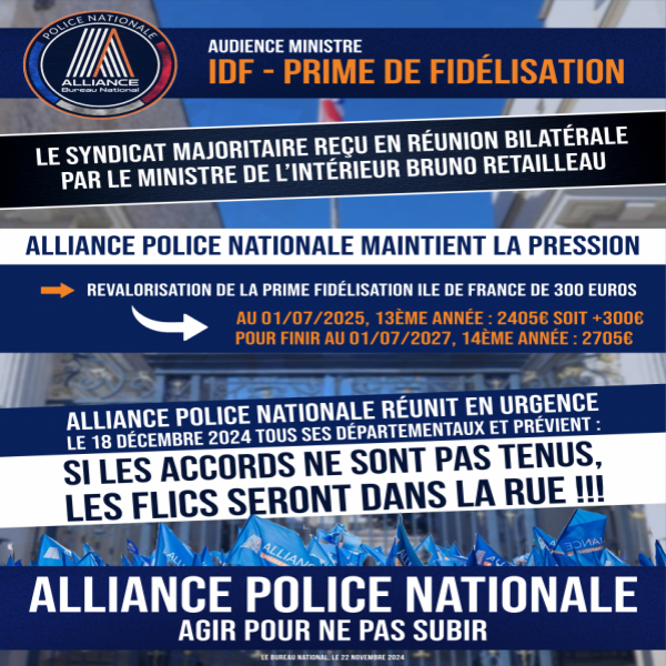 Alliance PN reçu par le MI : PRIME FIDÉLISATION IDF